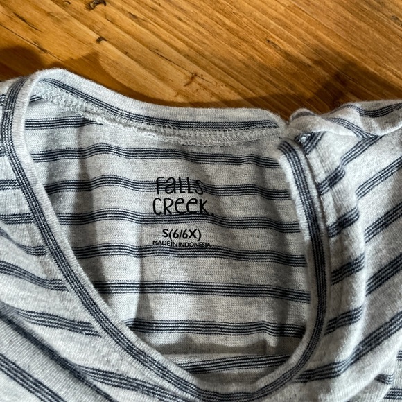 Girls Striped ruffle short sleeve T-shirt‎ dress crew neck gray S 6/6x - Picture 3 of 4